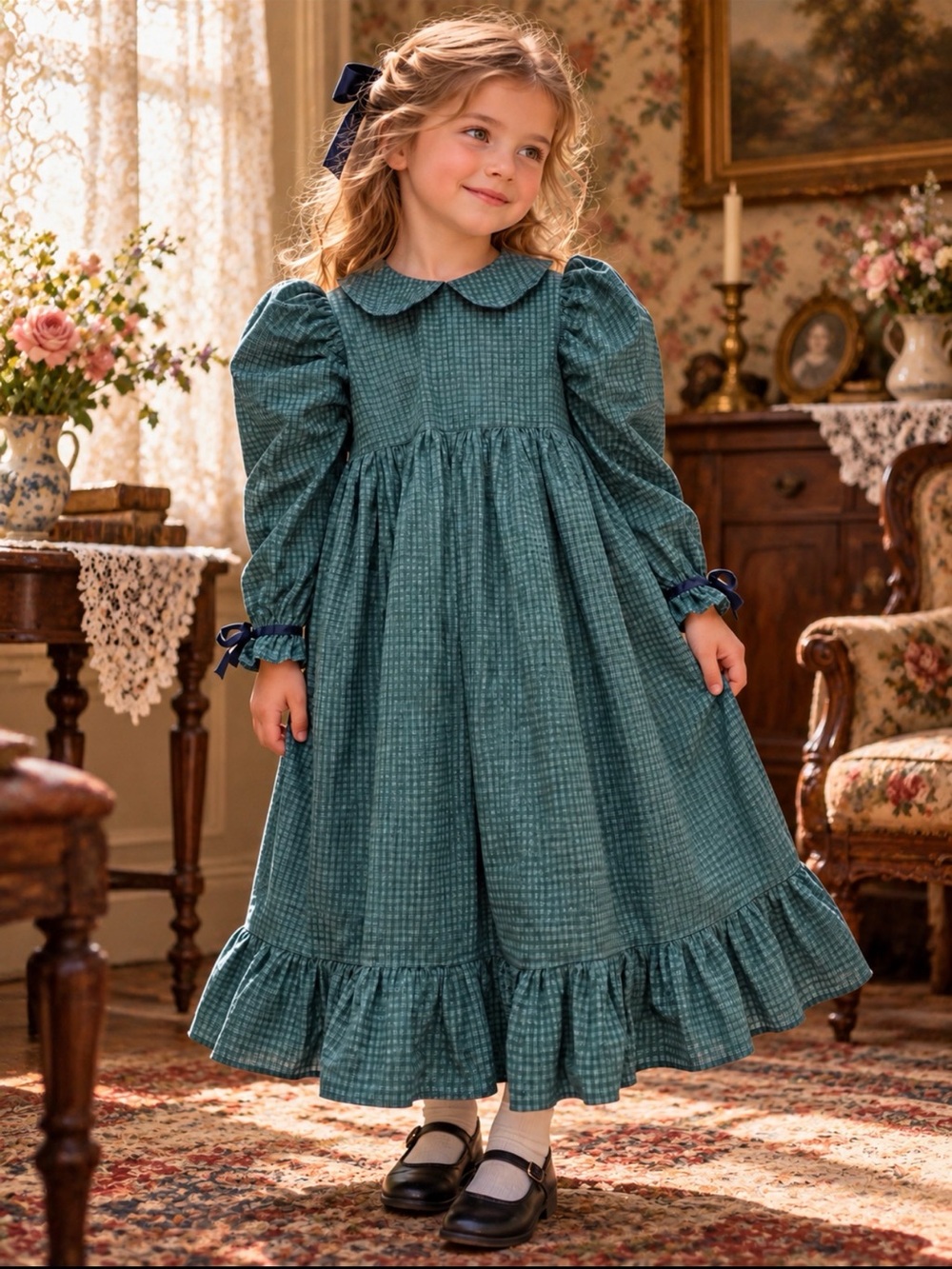 Vintage daisy kingdom blue/green plaid Dress size 4